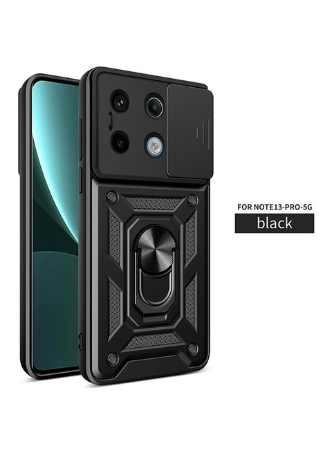 الدخن Redmi Note 13 برو 5G الهاتف المحمول حالة ، حالة صدمة الهاتف المحمول ، وحماية ضد السقوط ، المدمج في انزلاق الكاميرا المضادة للخدش غطاء العدسة ، والتكامل 360 درجة دوار قوس دائري ، أسود