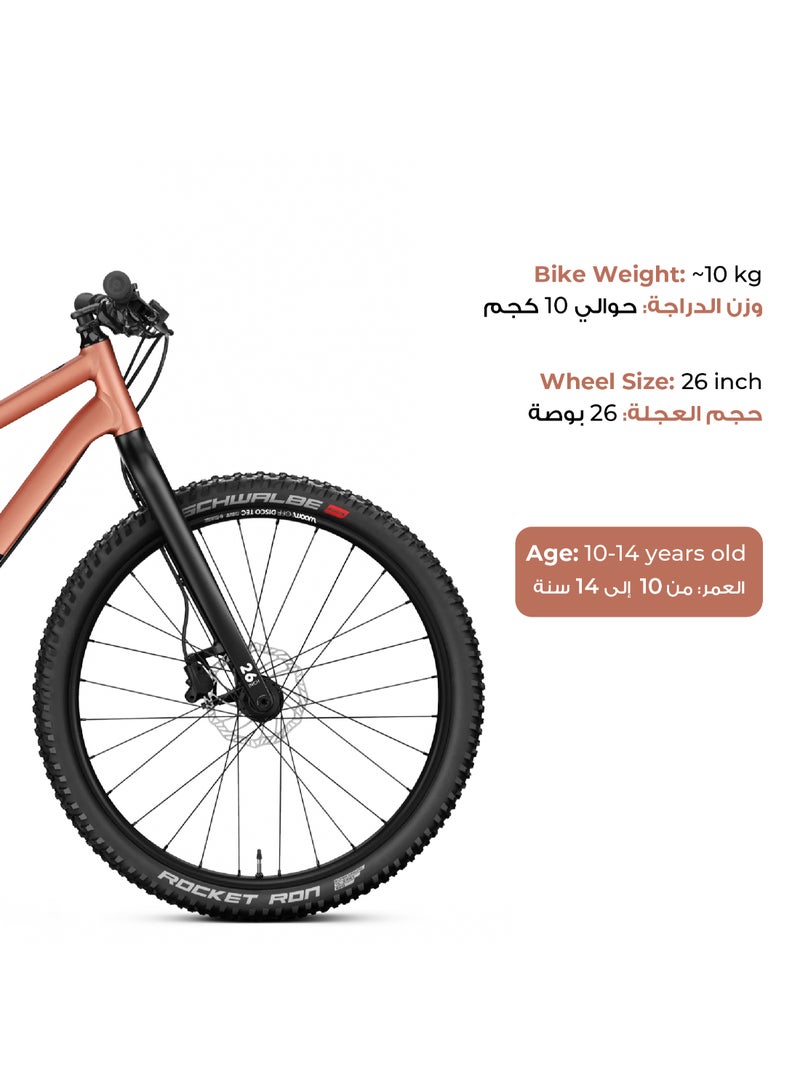 Woom OFF 6 Kids Mountain Bike|26-inch Wheels|Rigid Fork|Hydraulic Disc Brakes|Lightweight Aluminum Youth MTB|Terra Coppa|Ages 10-14 - Image 5