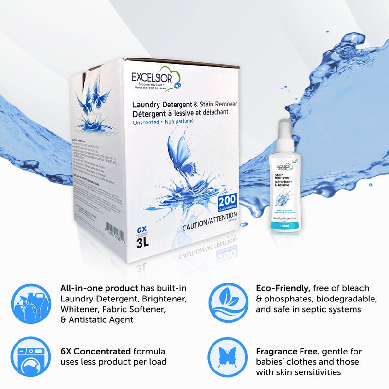 Excelsior - Laundry Detergent with Eco Bottle- Concentrated Liquid - Unscented, Biodegradable, Solvent, and Phosphate Free 3 Liter (1, Old Packaging) - Image 3