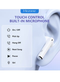 Mezone MEPODS True Wireless Bluetooth Earbuds with Touch Control, Powerful Bass, Bluetooth 5.3 Earphones, 5-6 Hours Playtime & Built-in Microphone, White  - Image 4