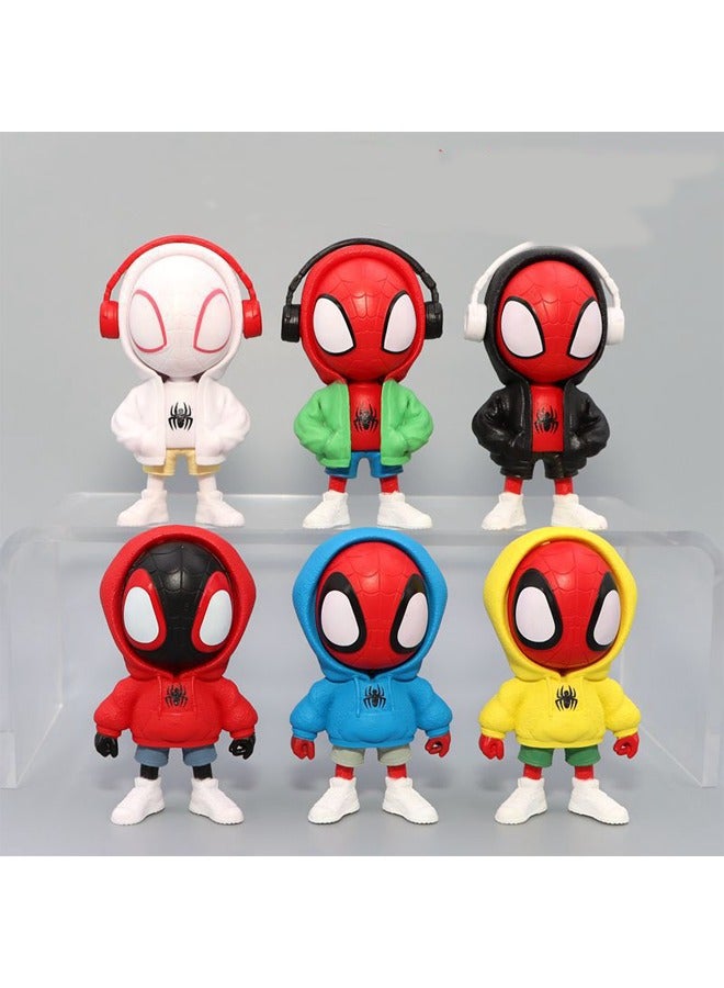 Six Fashionable Clothes Spider-Man Miles Figures Car Desktop Ornaments  - Image 1