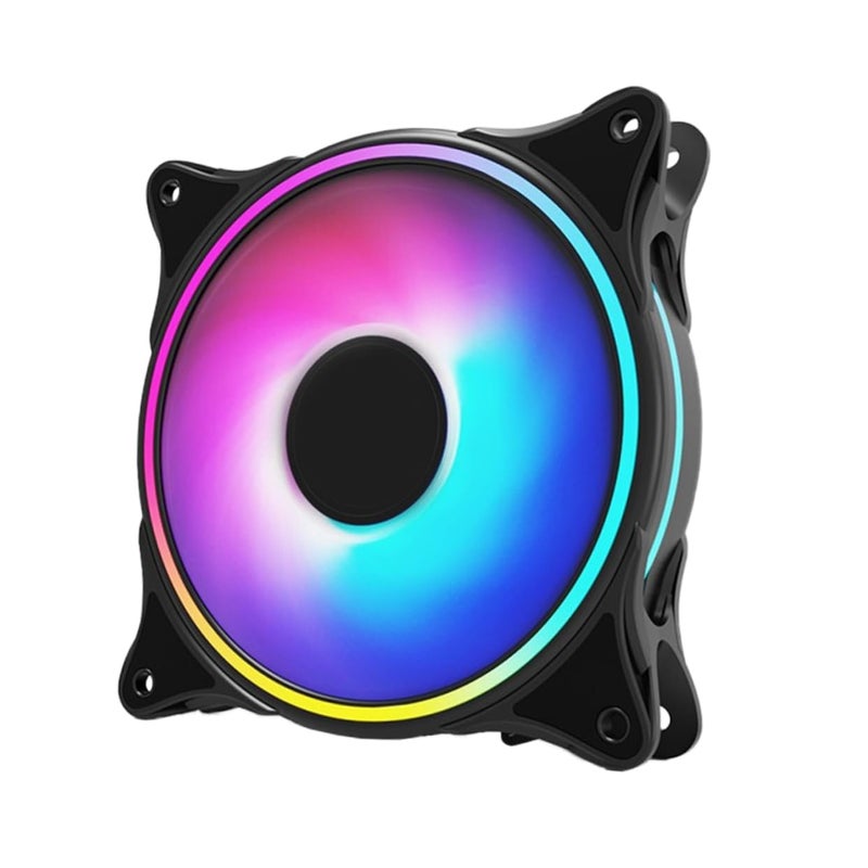 مروحة كمبيوتر صامتة 12 فولت RGB ARGB 120 ملم مع محمل هيدروليكي لتدفق هواء معزز ووسادة امتصاص الصدمات - Image 2