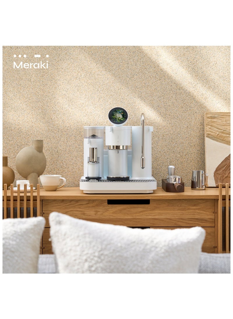 Espresso Machine White – 58mm Portafilter, In-Built Grinder & 1kg Scale, PID Control, 360° Adjustable Steam Wand, Magnetic Dosing Cup, Dual Boiler, Group-Head Heater, Barista Coffee Maker 220-240V