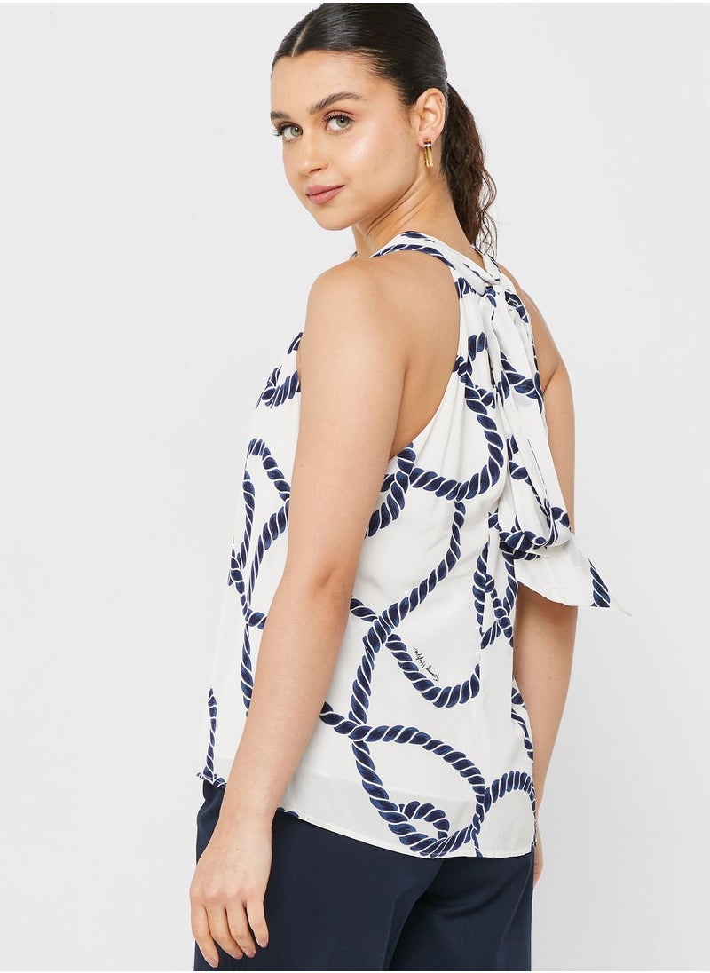 TOMMY HILFIGER - Printed Halter Neck Blouse - Image 1