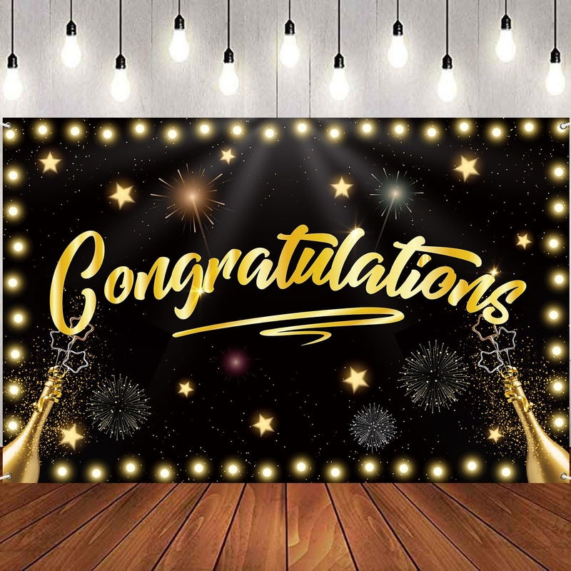 INNORU Congratulations Backdrop Banner, Wedding Birthday Anniversary Retirement Photography Backdrop Durable Fabric Graduation Party Decorations Photo Booth Props 6x4ft - Image 1