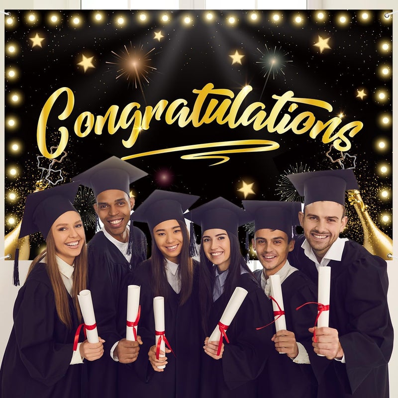 INNORU Congratulations Backdrop Banner, Wedding Birthday Anniversary Retirement Photography Backdrop Durable Fabric Graduation Party Decorations Photo Booth Props 6x4ft - Image 5