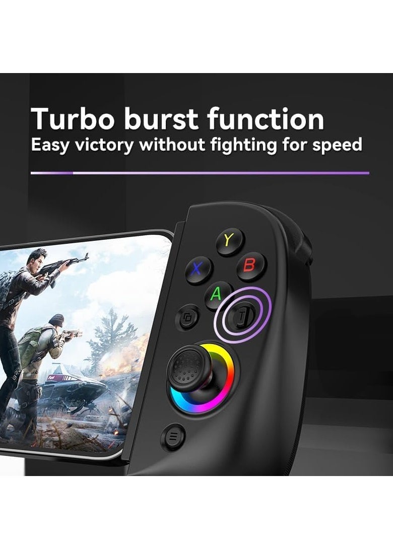 KASTWAVE D8 Telescopic Mobile Phone Gamepad with Turbo/6-axis Gyro/Vibration Wireless Game Controller Joystick Bluetooth-Compatible5.2 RGB Light for Android iOS PS3 PS4 Switch PC  - Image 2