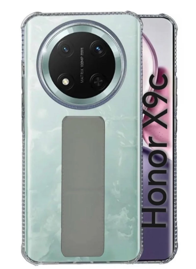 Generic Case Cover For Honor X9c With Magnetic Hand Grip 3 in 1 Clear / Grey  - Image 1