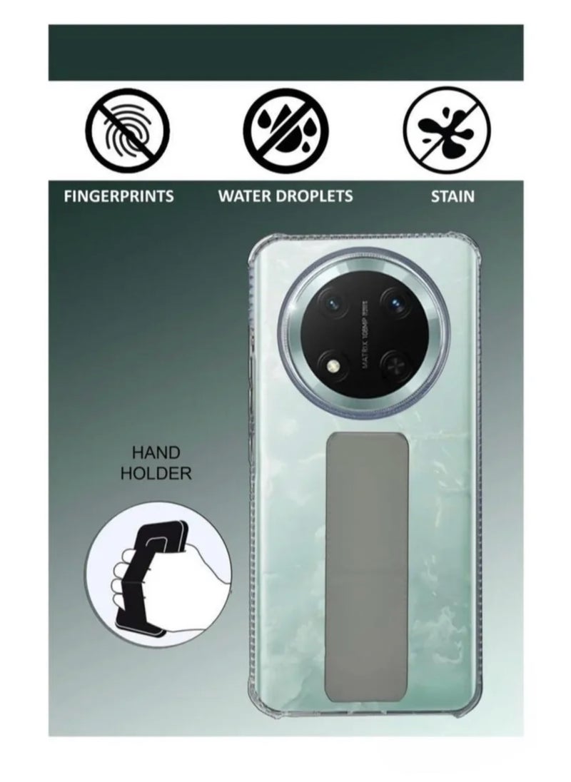 Generic Case Cover For Honor X9c With Magnetic Hand Grip 3 in 1 Clear / Grey  - Image 2