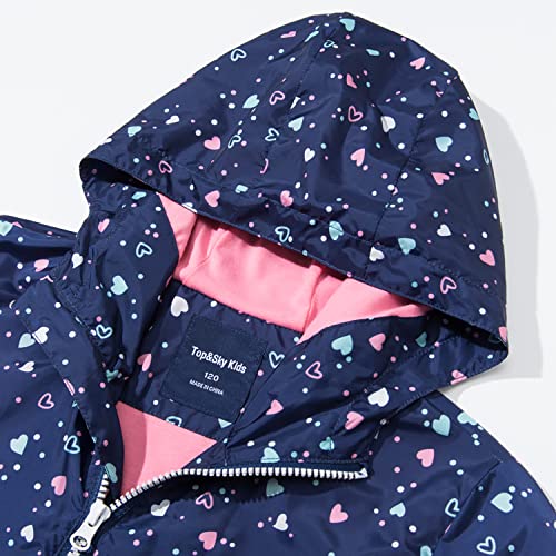 MGEOY Girls Rain Jacket Lightweight Waterproof Hooded Cotton Lined Raincoat Windbreaker for Kids Navy 10/12 - Image 4