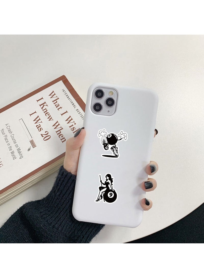 قوس قزح أورينبو ملصقات بلياردو 50 قطعة من الفينيل، ملصقات مضحكة للعبة البلياردو لزجاجة الماء والأمتعة والكمبيوتر المحمول ولوح التزلج والسيارات والهاتف والجيتار والخوذة والكمبيوتر وملصقات رياضية عصرية مقاومة للماء للأطفال والمراهقين - Image 5