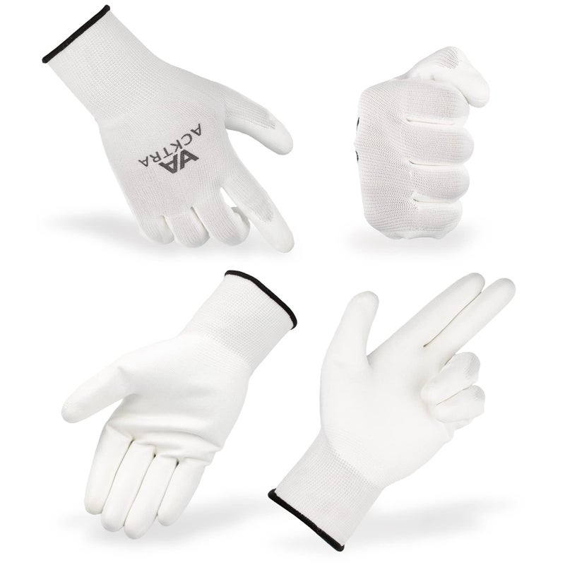 ACKTRA Ultra-Thin PU Safety WORK GLOVES 12 Pairs, WG002 Black/Black, Medium - Image 4