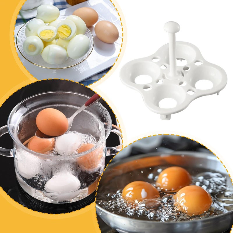 Egg Boiler Holder Steamer Pot Rack 4 Holes For Kitchen Cooking Detachable Handle Easy Serving Keeps Eggs Stable During Boiling Perfect For Stove Top Dining Meal Preparation And Food Presentation - Image 5