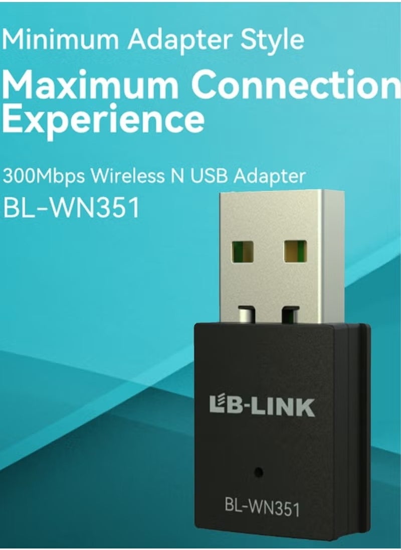 LB-LINK - LB-LINK 300Mbps Mini USB Wireless WiFi Adapter Usb 2.0 802.11b/g/b 2.4GHz LAN Internet Network Adapter Receiver - Image 1