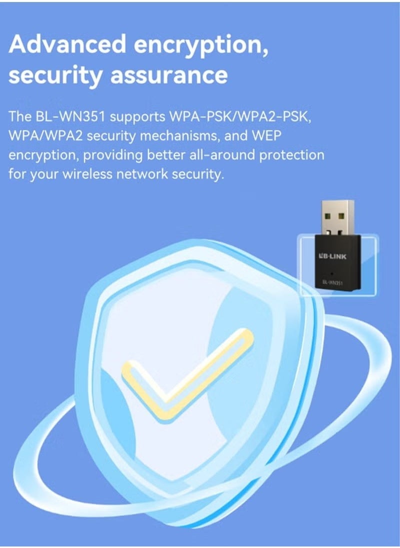 LB-LINK - LB-LINK 300Mbps Mini USB Wireless WiFi Adapter Usb 2.0 802.11b/g/b 2.4GHz LAN Internet Network Adapter Receiver - Image 1