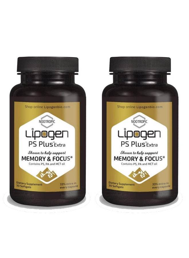 Lipogen - Ps Plus Extra: 60Softgels In 2Pack. Brain Supplement With Phosphatidylserine Nootropic Supports Memory Focus And Cognition Clinically Proven Extra 33% In Every Softgel - Image 1