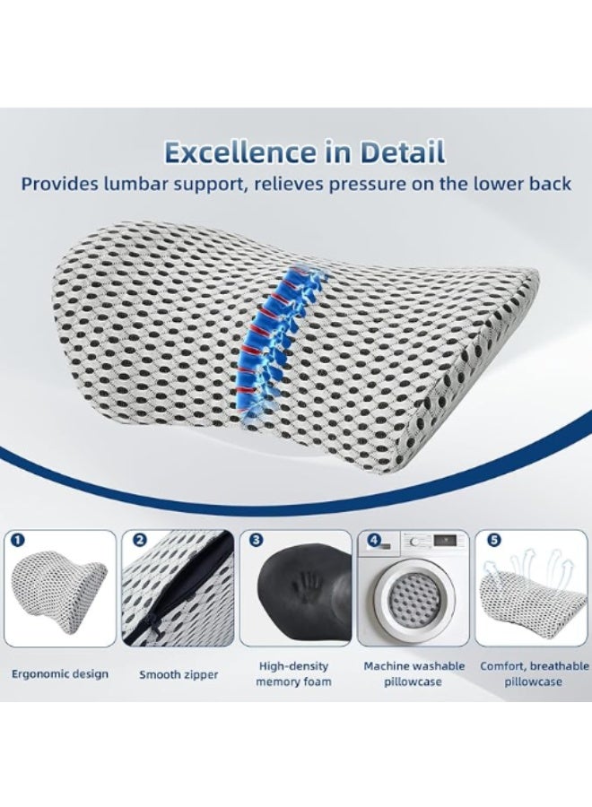ريد ليف وسادة دعم قطنية ميموري فوم لدعم أسفل الظهر، تصميم إرغونومي لتخفيف آلام الظهر للسيارة والمكتب والسرير - Image 2
