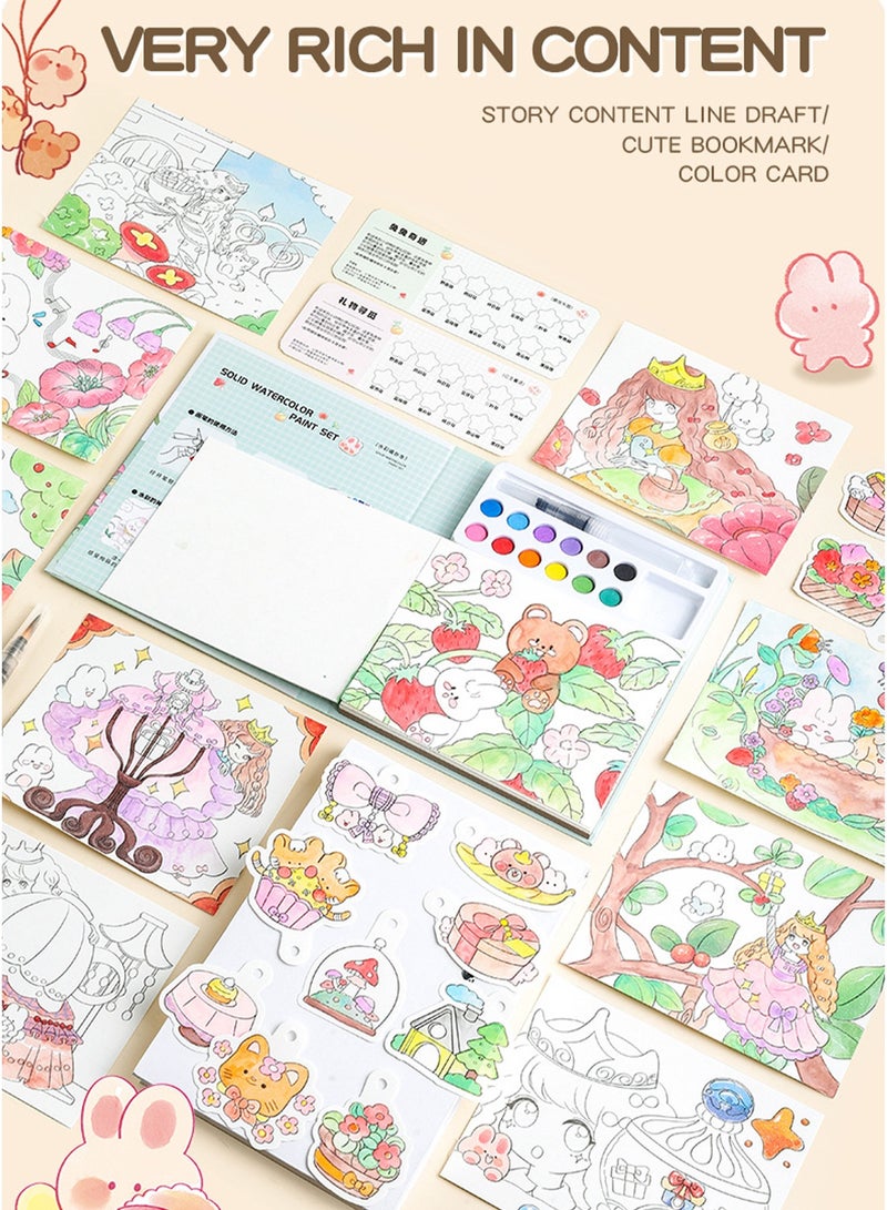 أورافلي مجموعة كتب تلوين مائية محمولة - سلسلة البحث عن الكنز للأميرة مع طلاء وفرشاة مدمجين للاستمتاع بالإبداع أثناء التنقل، مثالية للتعبير الفني والتعلم للأطفال - ورق سميك، تصميم صفحة واحدة، مع وظيفة الإشارة المرجعية، وسهلة السفر، مثالية لأعياد الميلاد والعطلات والهدايا الموسمية - Image 2