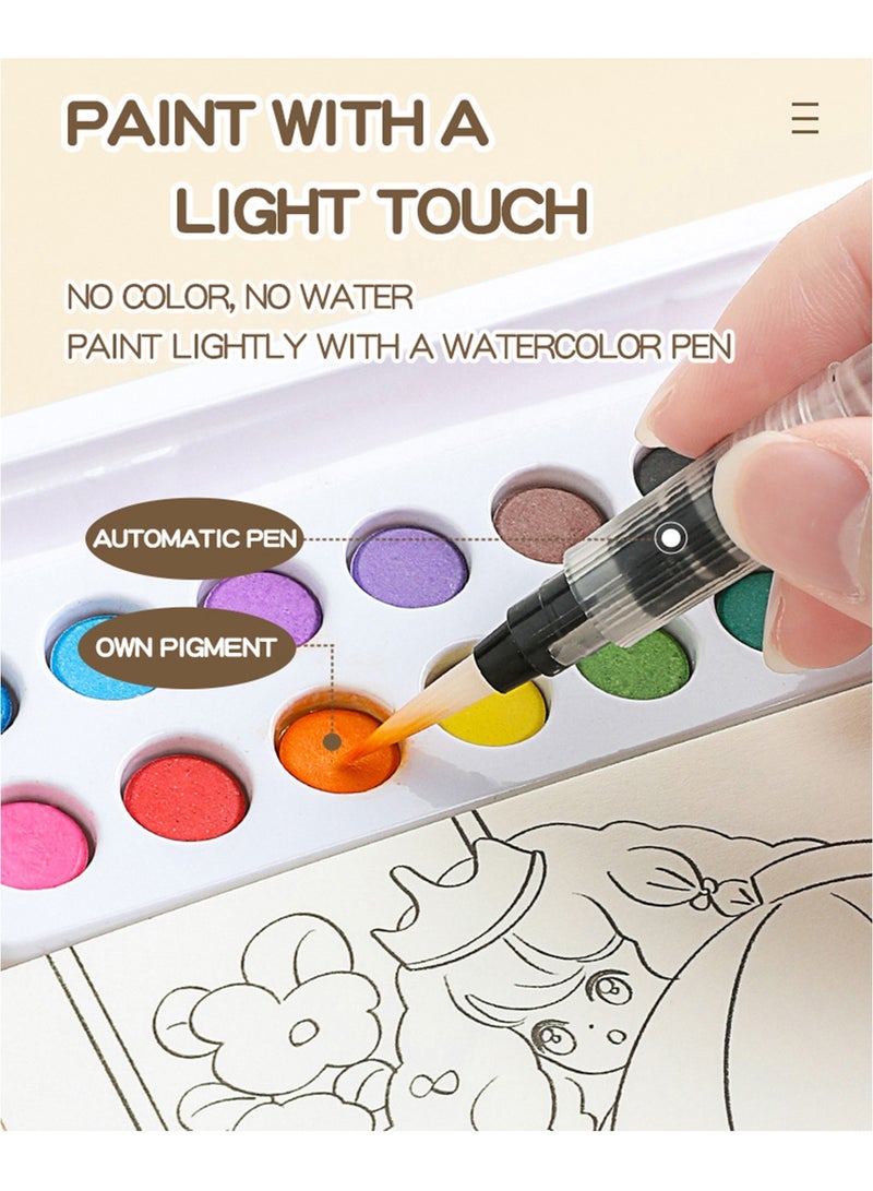 أورافلي مجموعة كتب تلوين مائية محمولة - سلسلة البحث عن الكنز للأميرة مع طلاء وفرشاة مدمجين للاستمتاع بالإبداع أثناء التنقل، مثالية للتعبير الفني والتعلم للأطفال - ورق سميك، تصميم صفحة واحدة، مع وظيفة الإشارة المرجعية، وسهلة السفر، مثالية لأعياد الميلاد والعطلات والهدايا الموسمية - Image 3