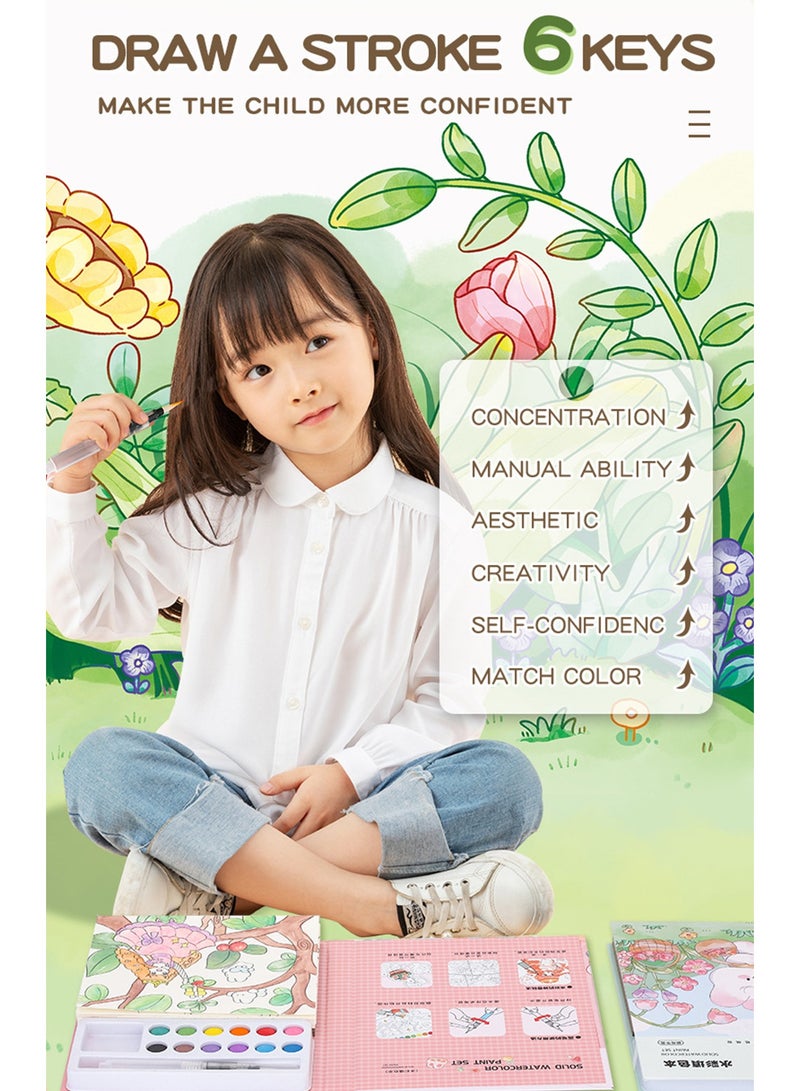 أورافلي مجموعة كتب تلوين مائية محمولة - سلسلة البحث عن الكنز للأميرة مع طلاء وفرشاة مدمجين للاستمتاع بالإبداع أثناء التنقل، مثالية للتعبير الفني والتعلم للأطفال - ورق سميك، تصميم صفحة واحدة، مع وظيفة الإشارة المرجعية، وسهلة السفر، مثالية لأعياد الميلاد والعطلات والهدايا الموسمية - Image 4