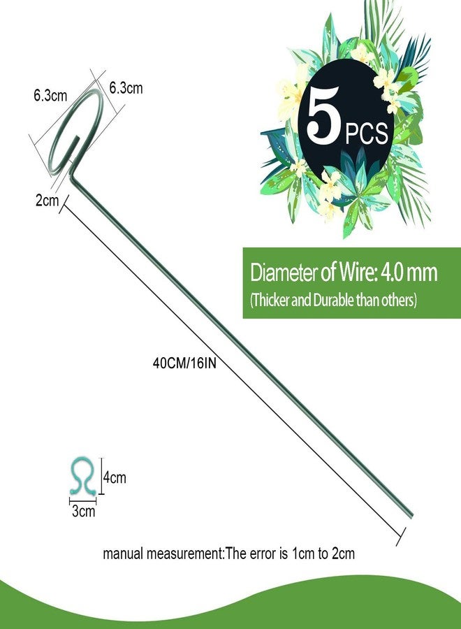 HiGift Plant Support Stakes, 5 Pack Garden Flower Support Metal Single Stem Support Stick with 10pcs Plant Clips Plant Cage Support Ring for Flowers Amaryllis Lily Peony (40 cm/15.8 inch Long) - Image 5