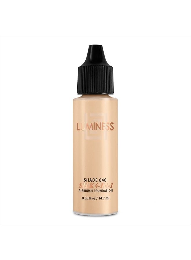 Luminess Air Silk 4-In-1 Airbrush Foundation- Foundation, Shade 040 (.5 Fl Oz) - Sheer to Medium Coverage - Anti-Aging Formula Hydrates and Moisturizes - Professional Makeup Kit for Cordless Air Brush - Image 1