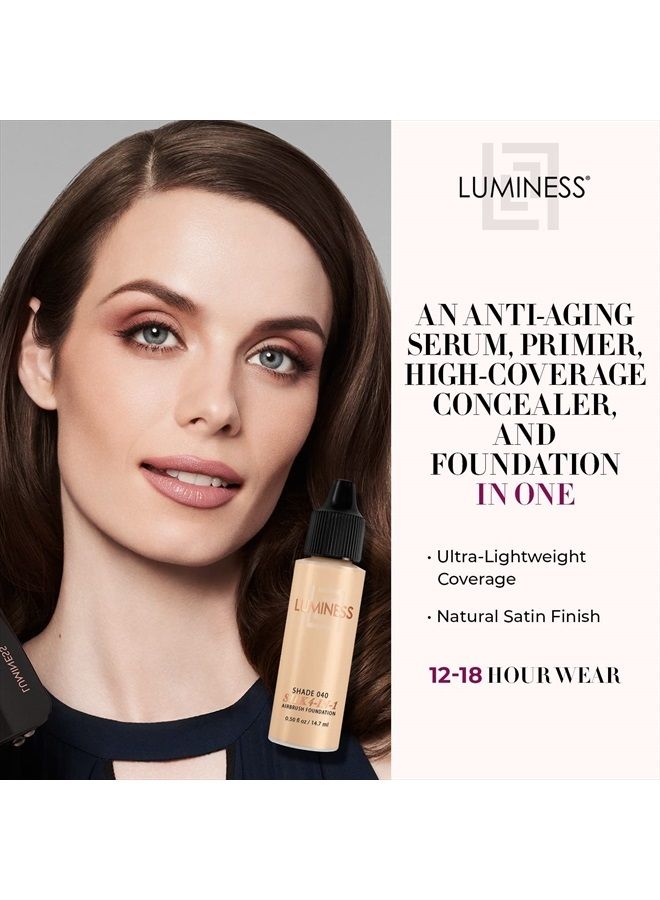 Luminess Air Silk 4-In-1 Airbrush Foundation- Foundation, Shade 040 (.5 Fl Oz) - Sheer to Medium Coverage - Anti-Aging Formula Hydrates and Moisturizes - Professional Makeup Kit for Cordless Air Brush - Image 2