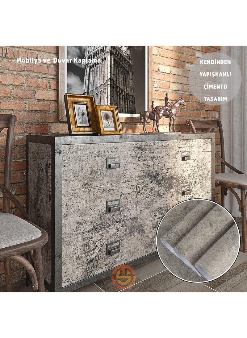 Technosmart 60CM×500CM Self Adhesive Cement Look Wallpaper Cabinet Table Countertop Covering  - Image 1