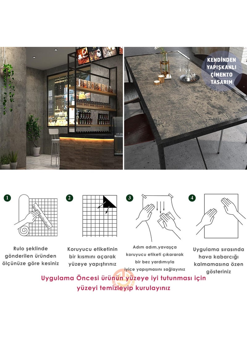 Technosmart 60CM×500CM Self Adhesive Cement Look Wallpaper Cabinet Table Countertop Covering  - Image 4