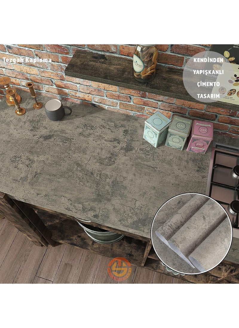 Technosmart 60CM×500CM Self Adhesive Cement Look Wallpaper Cabinet Table Countertop Covering  - Image 5