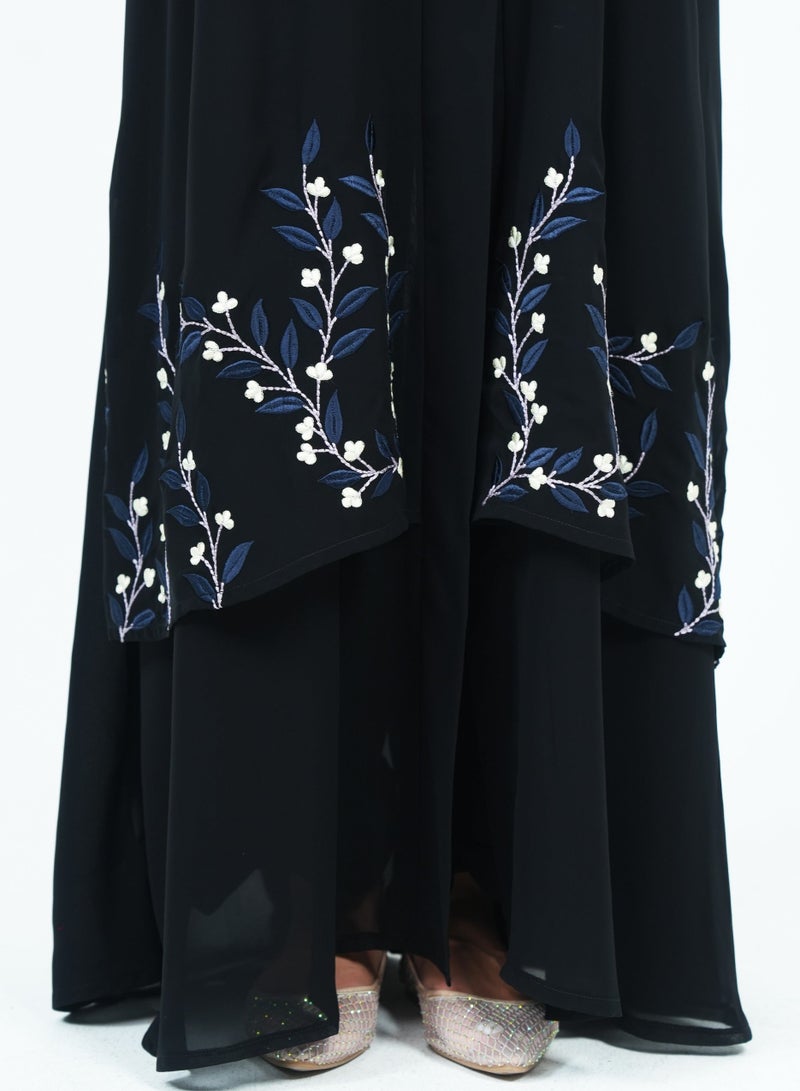 روزيت عباية عباية مطرزة بتصميم التطريز مع شيلة مطابقة - Image 2