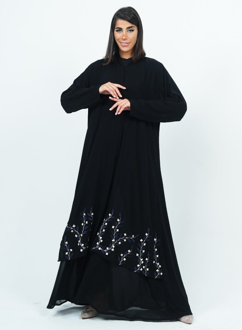 روزيت عباية عباية مطرزة بتصميم التطريز مع شيلة مطابقة - Image 1