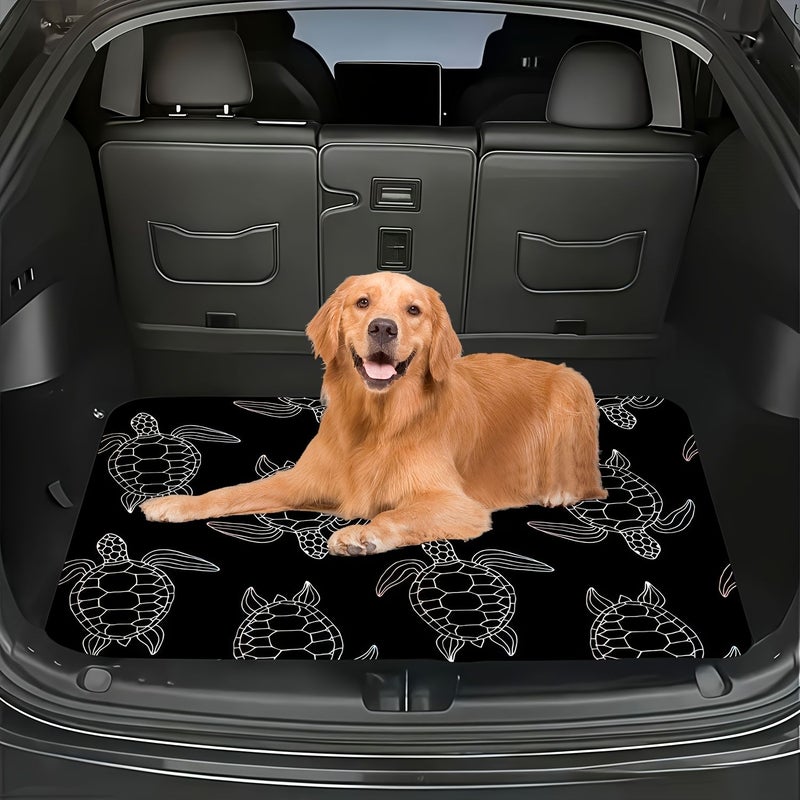 1pc Car Trunk Mat Little Turtle Pattern Print Multifunctional Floor Mat For Most SUVs And Sedans Vehicle Protection Interior Protection Outdoor Picnic Mat Easy To Clean Interior - Image 3