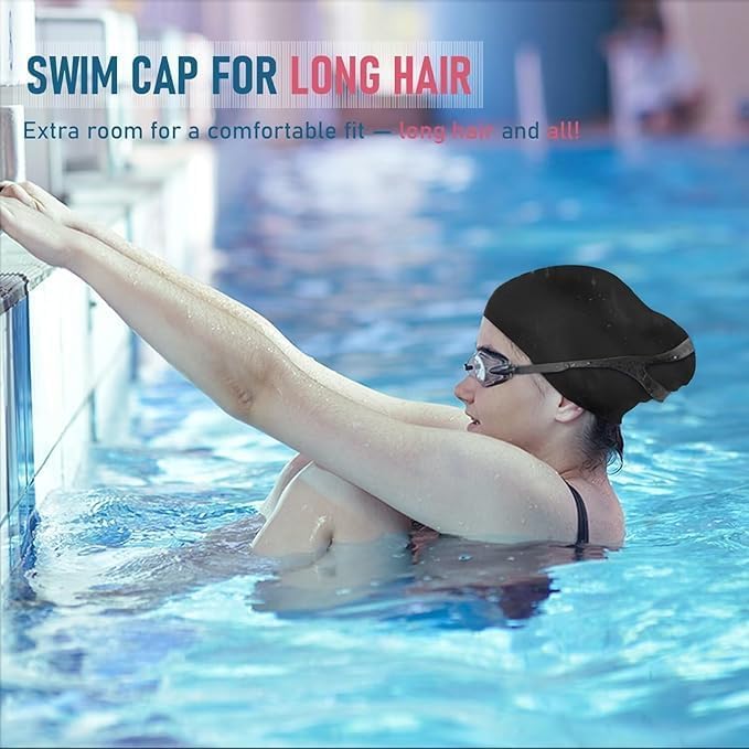 ZOTO Premium Silicone Swimming Cap in Black - Image 5