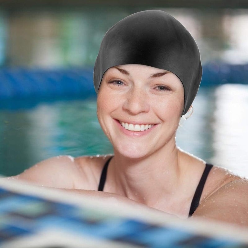 ZOTO Premium Silicone Swimming Cap in Black - Image 3