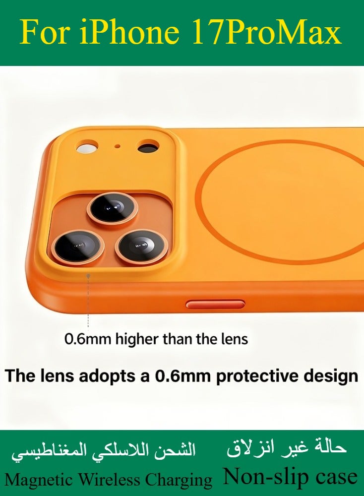 Dili Apple Grey Phone Case iPhone 17 Pro Max Luxury Color-Block Matte Magnetic Wireless Charging Phone Case - Shockproof Back Cover Compatible iPhone case Orange & Blue, Perfect Gift for Men & Women Non-slip case phone cover - Image 4