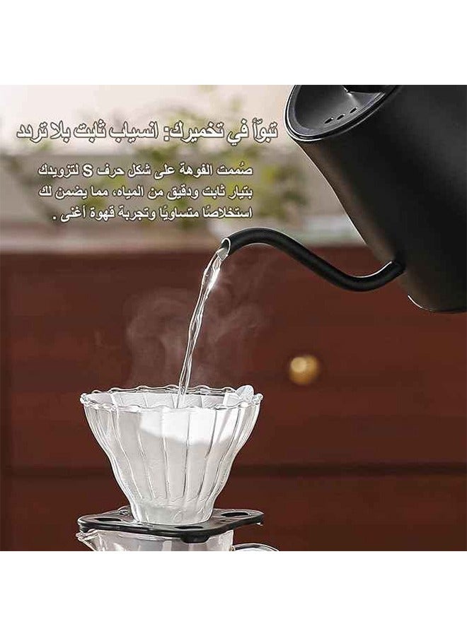 DOMUIK 1L 1000W electric gooseneck teapot, V60 coffee pot, hand-brewing pot, hot water pot, teapot, power knob with digital temperature display for temperature adjustment, automatic heat preservation, made of stainless steel  - Image 3