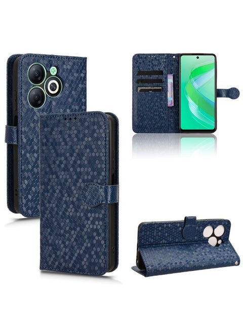 Case Cover For Infinix Smart 8 Honeycomb Dot Texture Leather Phone Case Blue