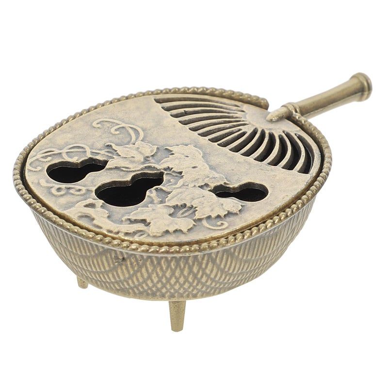 Mini Hollowed Brass Incense Burner with Lid for Sticks and Cones Home Meditation Office Use - Image 2