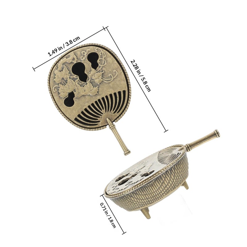 Mini Hollowed Brass Incense Burner with Lid for Sticks and Cones Home Meditation Office Use - Image 3