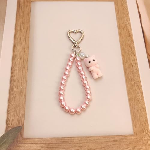 Nalefow Cute Pink Keychain, Fuzzy Cat Keychain Aesthetic Y2K KeychainCharms Stylish KeychainsAccessories for Bag Charms Purse Gifts (1PCS Pink Pearl Cat) - Image 2