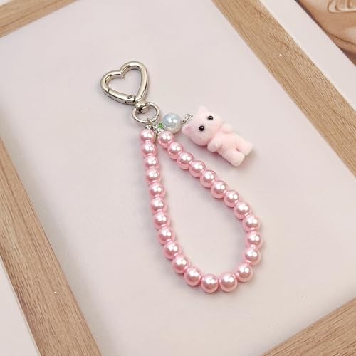 Nalefow Cute Pink Keychain, Fuzzy Cat Keychain Aesthetic Y2K KeychainCharms Stylish KeychainsAccessories for Bag Charms Purse Gifts (1PCS Pink Pearl Cat) - Image 3