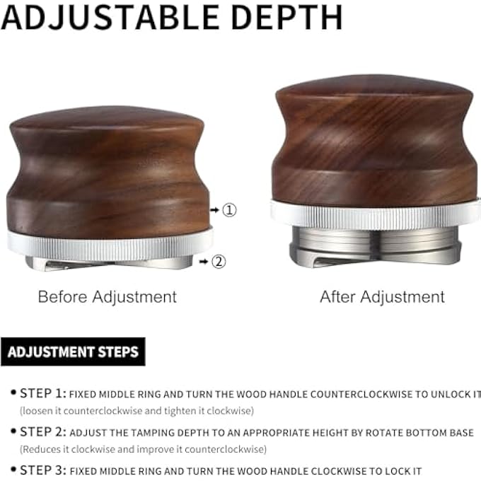 Tazweeq 53 Mm Coffee Distributor Espresso Distribution Tool Coffee Leveler For Barista Accessories With Walnut Wood Handle - Image 3