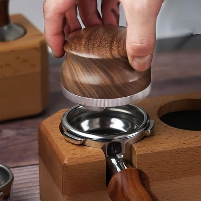 Tazweeq 53 Mm Coffee Distributor Espresso Distribution Tool Coffee Leveler For Barista Accessories With Walnut Wood Handle - Image 5