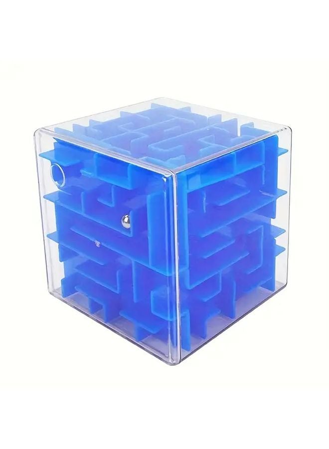 لعبة مكعب ثلاثي الأبعاد متاهة مسار الرخام الأزرق من ABS للأطفال، تدريب على التركيز، هدية تعليمية - Image 1