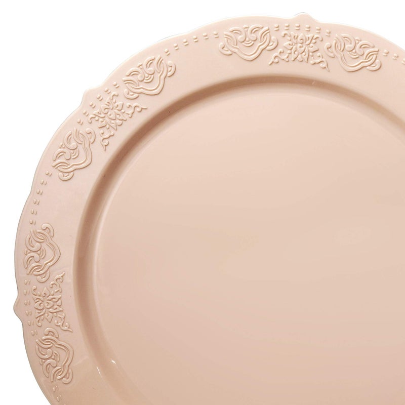 OCCASIONS FINEST PLA "" OCCASIONS "" 50 Plates Pack (25 Guests) Vintage Wedding Party Disposable Plastic Plate Set -25x10.25'' Dinner +25x7.5'' Salad/Dessert plates (Portofino in Blush/Antique Rose) - Image 3