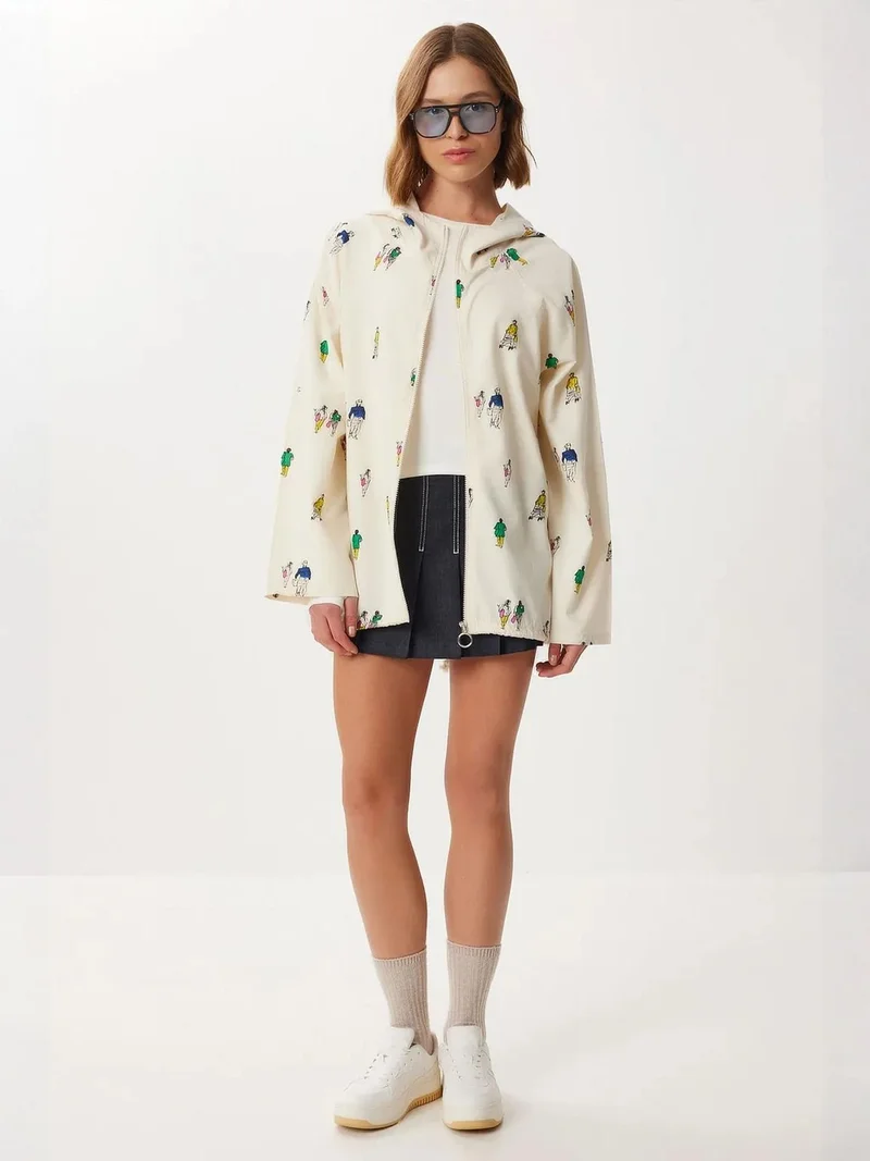 Lovely Istanbul ISTANBUL Hooded Printed Zipper Jacket