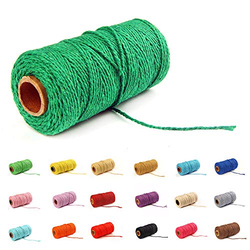 Eqarp Macrame Cotton Cord 2mm 109 Yard Cotton Rope Colored Craft Cord for DIY Crafts Plant Hangers (Dark Green) - Image 1