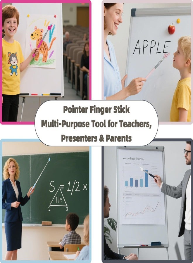 Atdcoek 4 PCS Telescopic Pointer Stick - Retractable Teacher Pointer for Classroom, Extendable Reading Pointer for Kids, Bright Colored Presentation Pointers - Image 3