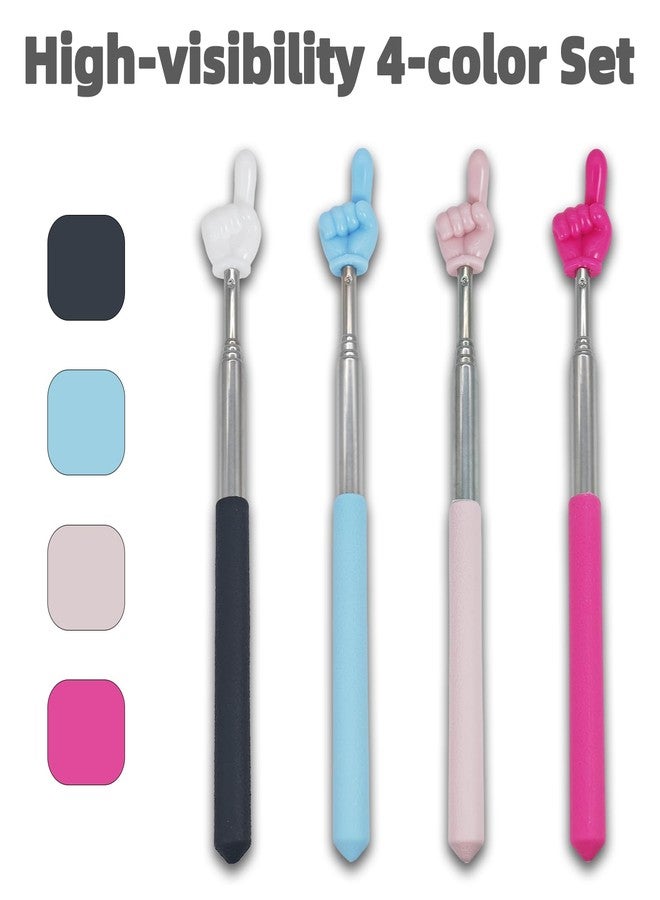 Atdcoek 4 PCS Telescopic Pointer Stick - Retractable Teacher Pointer for Classroom, Extendable Reading Pointer for Kids, Bright Colored Presentation Pointers - Image 2